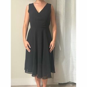 Bahari Black Sleeveless V-Neck Midi Dress